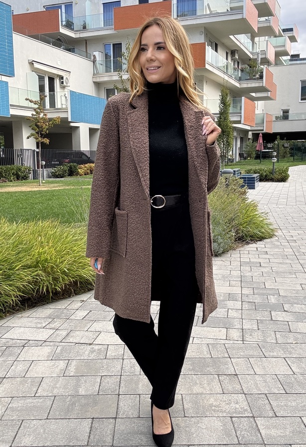 Little Frida szövetkabát mokka – Női átmeneti kabát – Innova Fashion